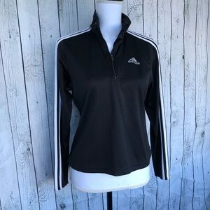 Adidas 3 stripe tricot track jacket 1/4 zip black